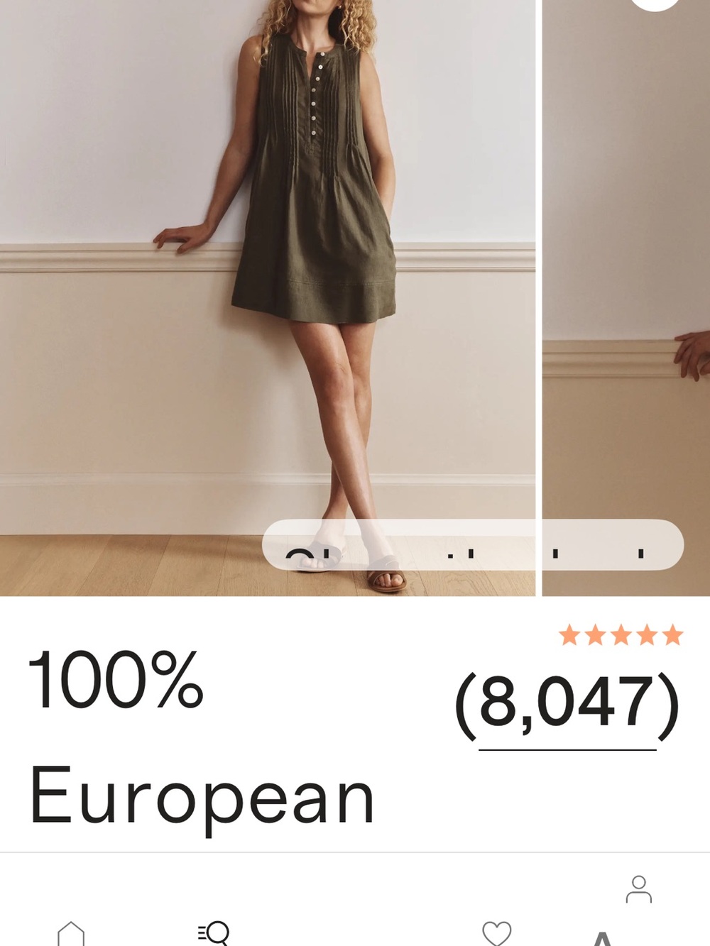 Quince Olive Sleeveless Linen Pintuck Shift Dress - Picture 5 of 5
